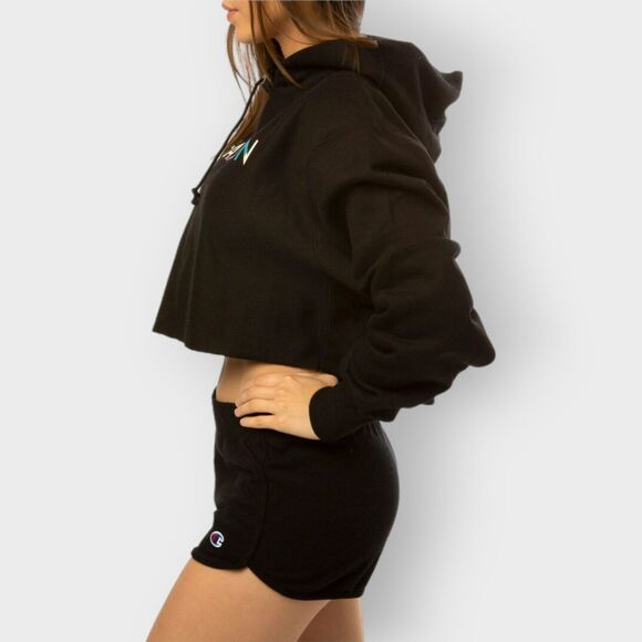 Champion C-Life Cropped Sweatshirt Reverse Weave Crew Graphic Script Spellout XS - Picture 9 of 11